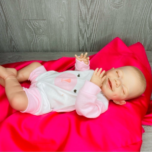 Sleeping smiling realistic baby doll play toy hard body with lovable limbs 22” - Picture 2 of 16